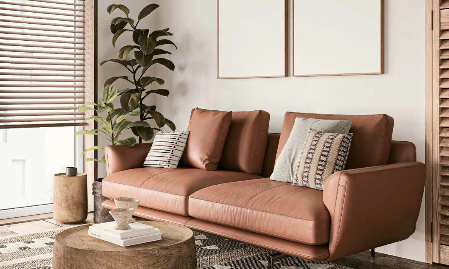 Warm modern living room interior
